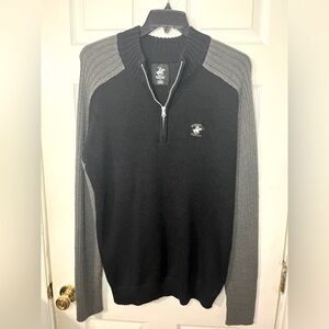 Polo by Ralph Lauren Men's Black and Gray Zip-Up Sweater